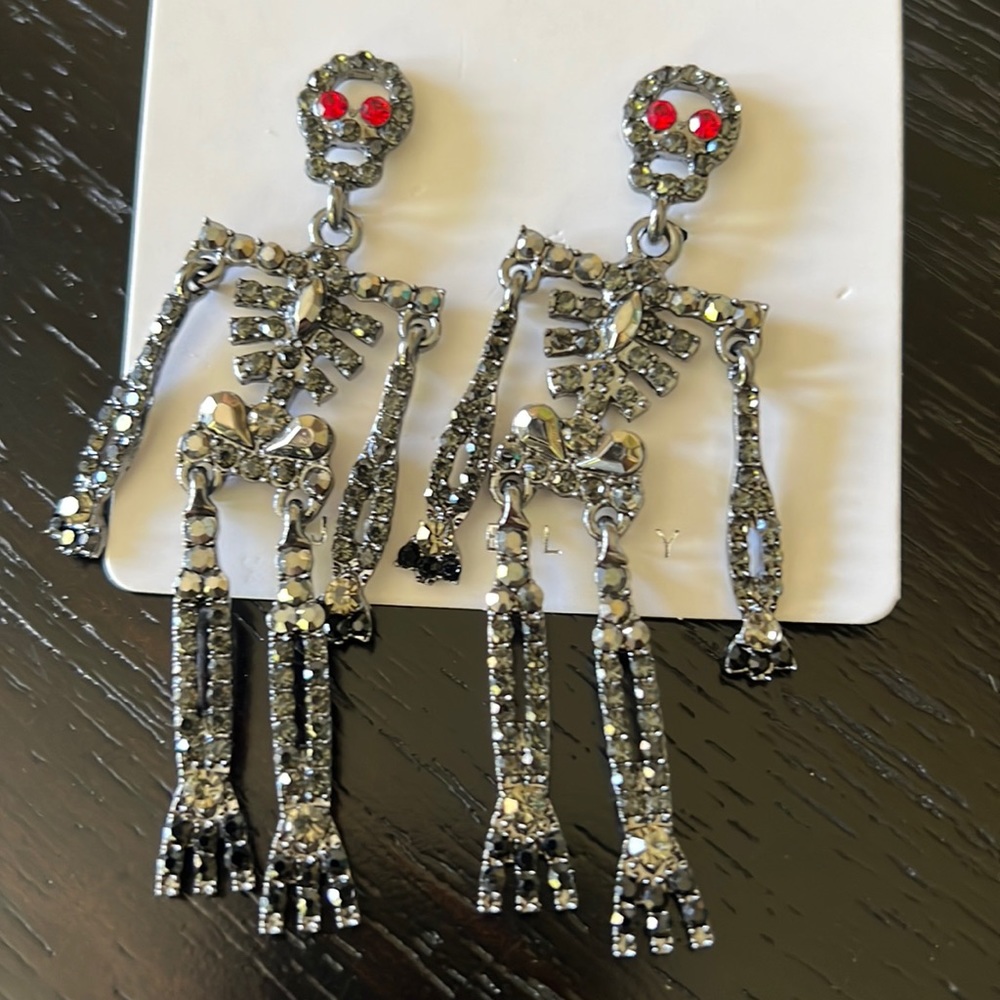 Rhinestone skeleton earrings-NWT